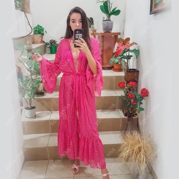 New! Berry Ruffle Kimono/Cover-Up - Picture 4 of 12